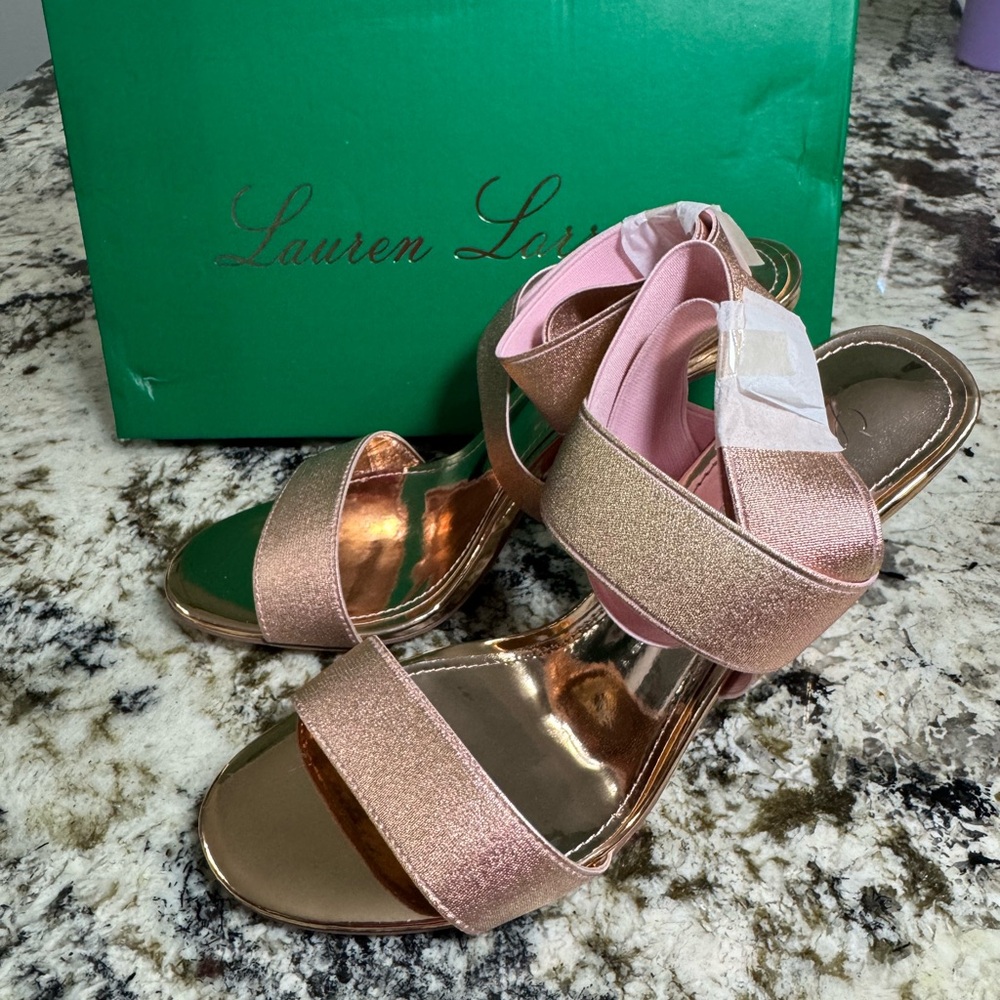 Lauren Lorraine Rose Gold Strappy Heels‎